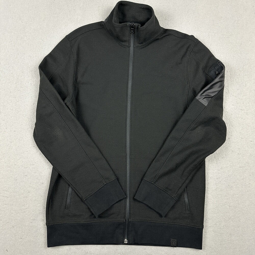 Victorinox Jacket Men Small Black Solid Full Zip Sleeve Pocket Collar S *